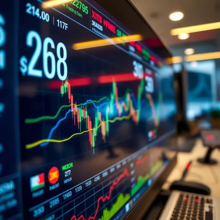 Digital trading platform displaying fluctuating currency exchange rates
