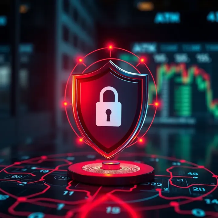 Security Features Ensuring Safe Transactions on ABR Trading App Security shield icon symbolizing data protection and secure transactions on trading platform