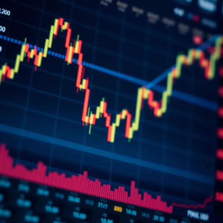 Graph showing fluctuating forex trading currency pairs