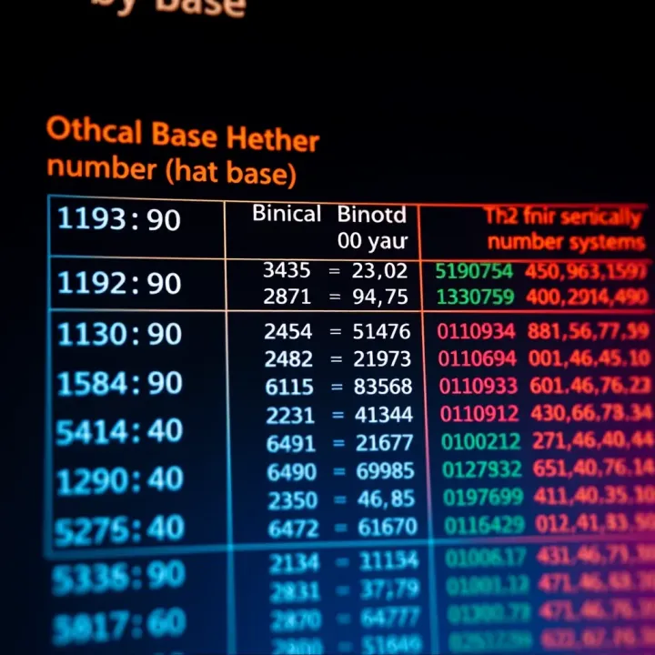 Comparison of Binary and Other Number Systems by Base Comparison chart showing binary and other number systems highlighting base differences