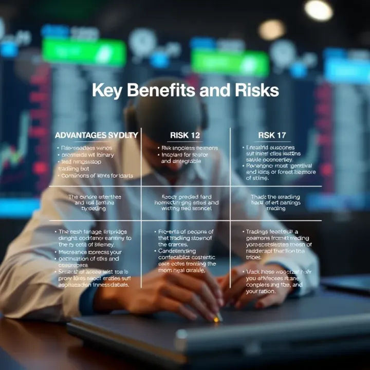 Key Benefits and Risks of Binary Trading Bots Diagram showing advantages and potential risks associated with using binary bots for trading