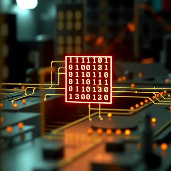 Binary Logic Gates in Electronic Systems Visual schematic of binary logic gates connected in an electronic circuit