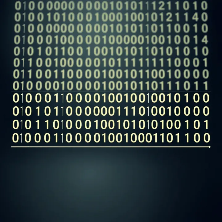 Diagram illustrating the binary number system with digits zero and one arranged in columns representing place values