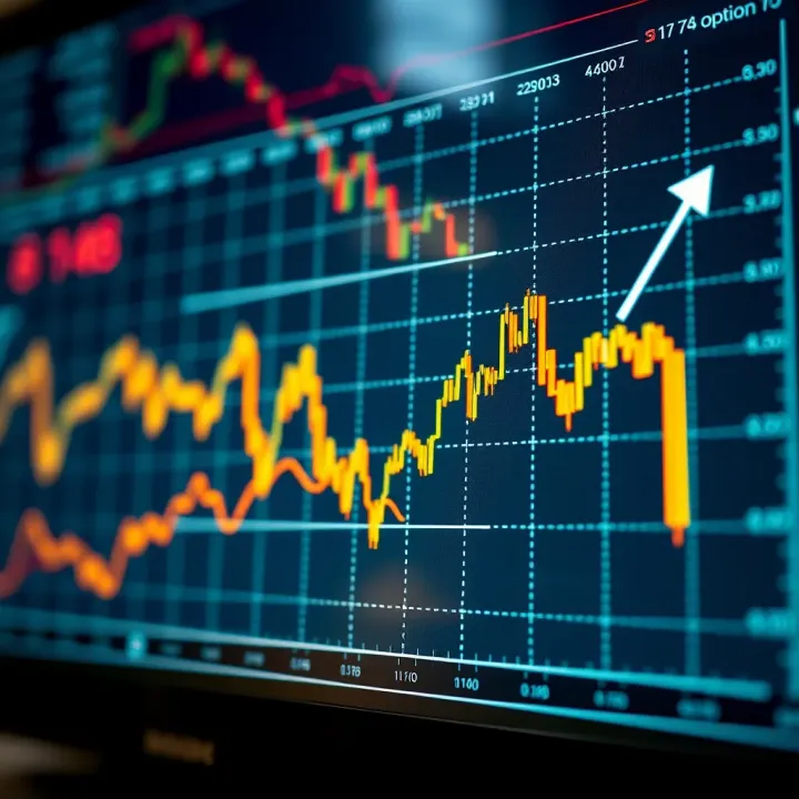 Graph showing upward and downward trends representing binary options trading outcomes