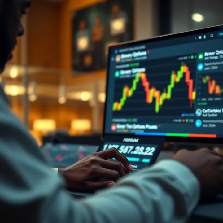 Online forum interface showing a discussion thread about binary options trading strategies