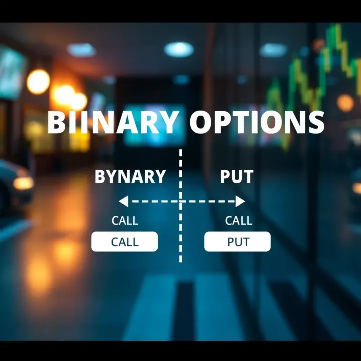 Diagram illustrating the concept of binary options trading with clear call and put choices