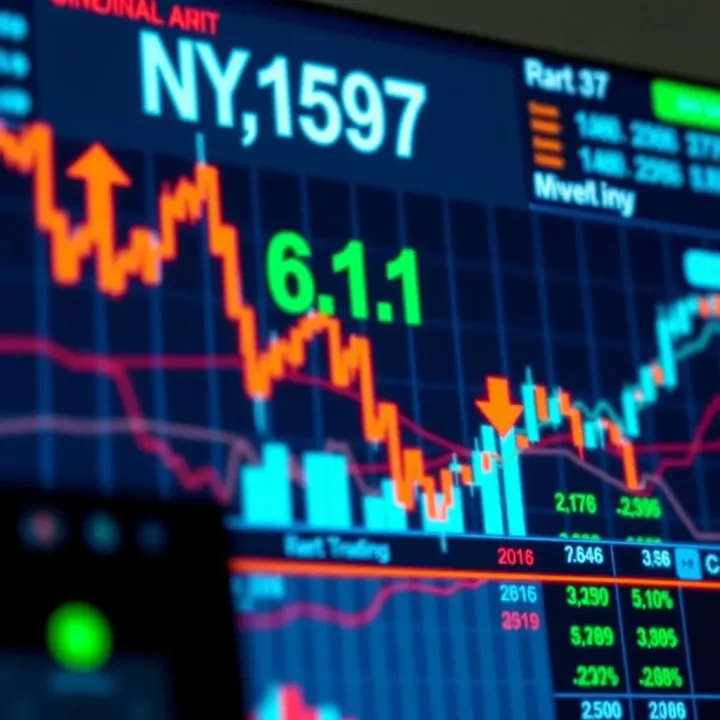 Binary Trading Quotes Displayed with Market Trend Indicators Illustration of binary trading quotes displayed on a digital screen with upward and downward arrows representing market trends