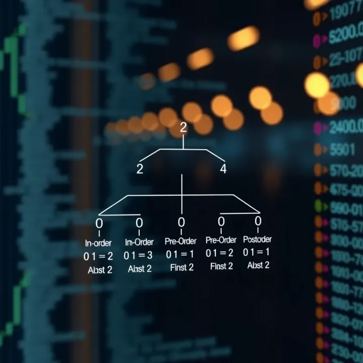 Illustration demonstrating different binary tree traversal methods including in-order, pre-order, and post-order