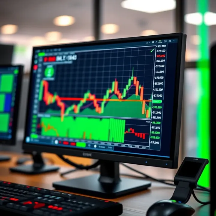 Automated forex trading software displaying market data and trade execution on computer screen