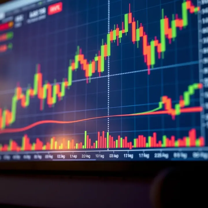 Candlestick chart illustrating currency price movements and trend patterns in forex trading