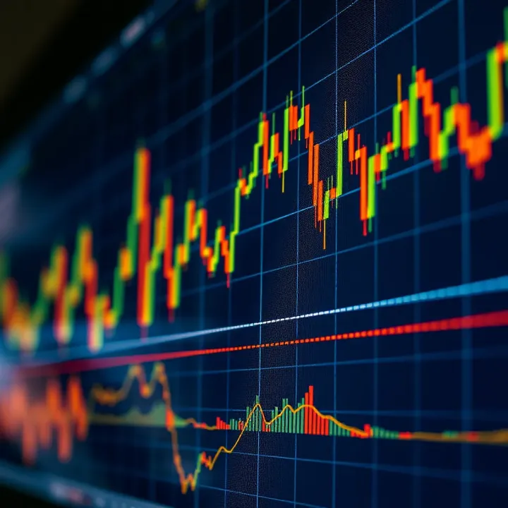 Graph displaying currency exchange rate fluctuations on forex trading platform