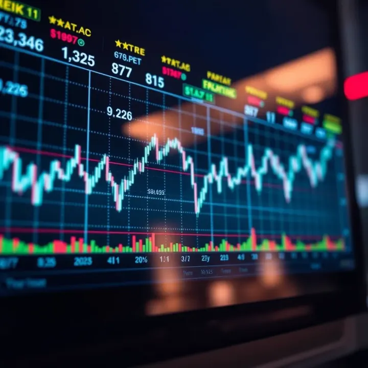 Graph showing currency exchange rate fluctuations on a digital trading platform