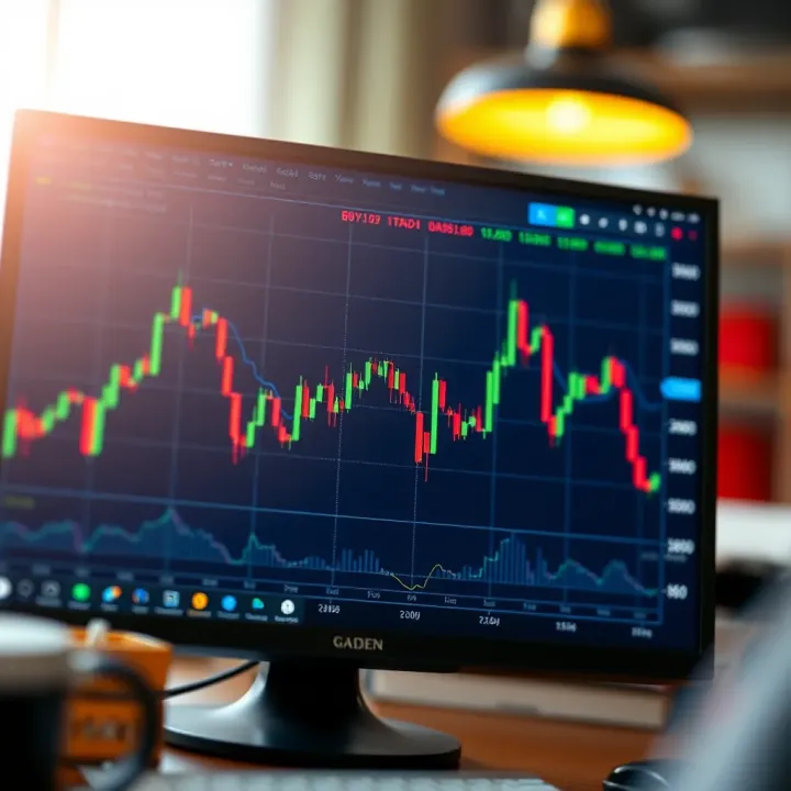 Graph showing currency value fluctuations with buying and selling indicators