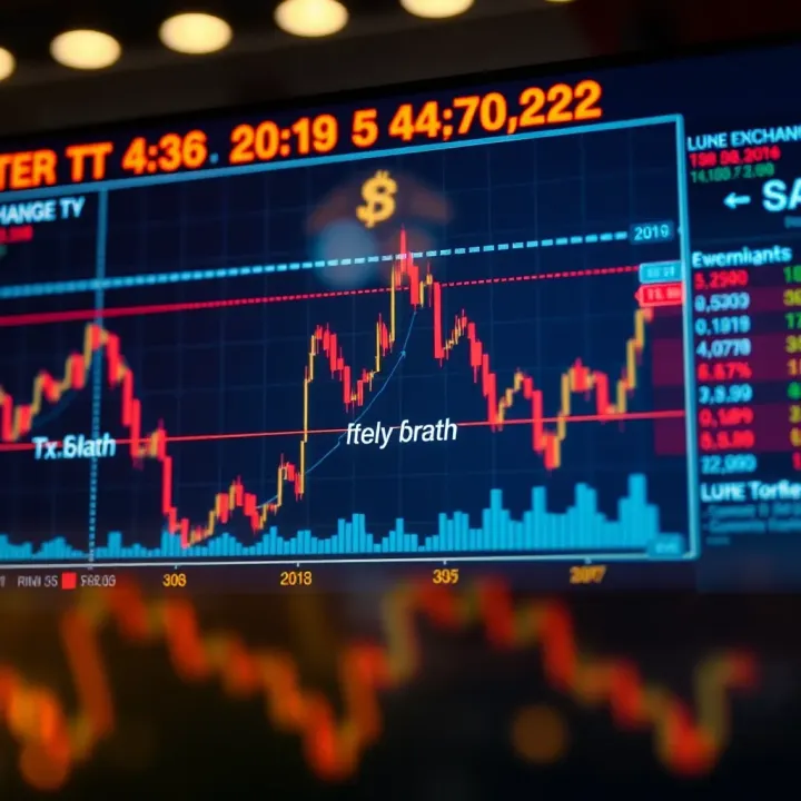 Graph showing currency exchange rate fluctuations influenced by global and local economic indicators