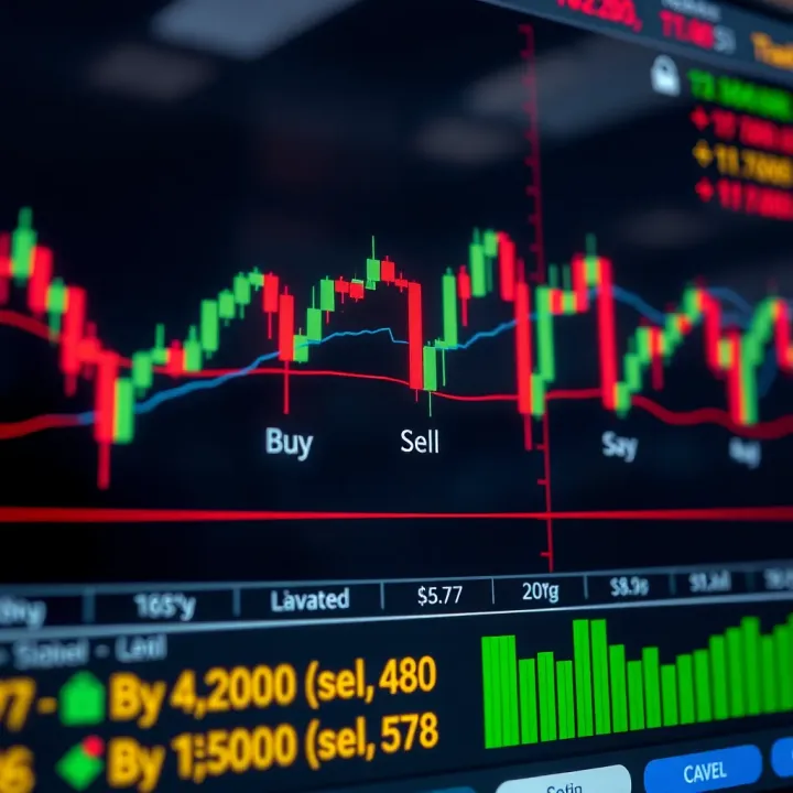 Graph showing currency exchange rates with marked buy and sell points