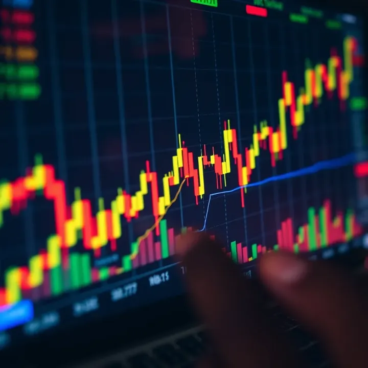 Chart displaying forex and binary trading trends with financial indicators