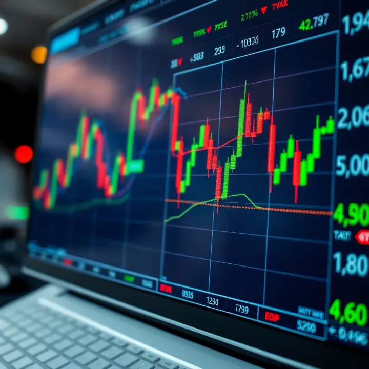 Chart showing fluctuating currency exchange rates on a digital trading platform