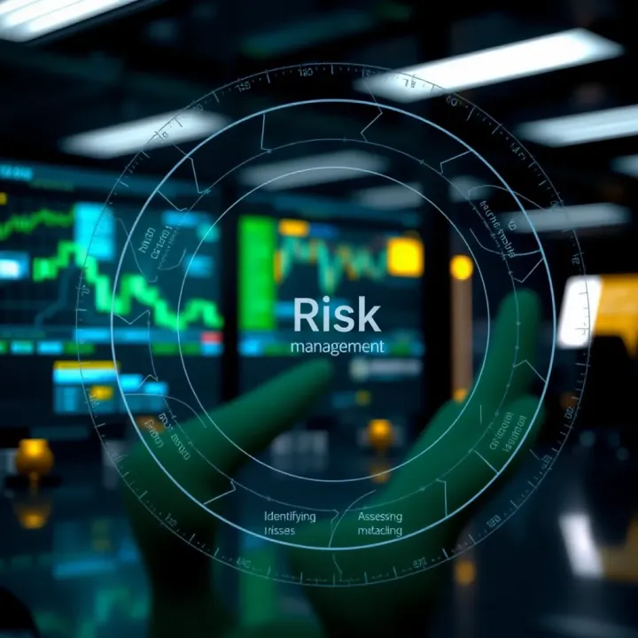 Risk Management Cycle in Project Planning Diagram illustrating the risk management cycle with steps for identifying, assessing, and mitigating risks
