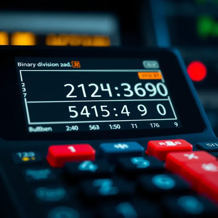 Digital Tool Displaying Binary Division Outcome Screenshot of a digital calculator interface showing binary division calculation results